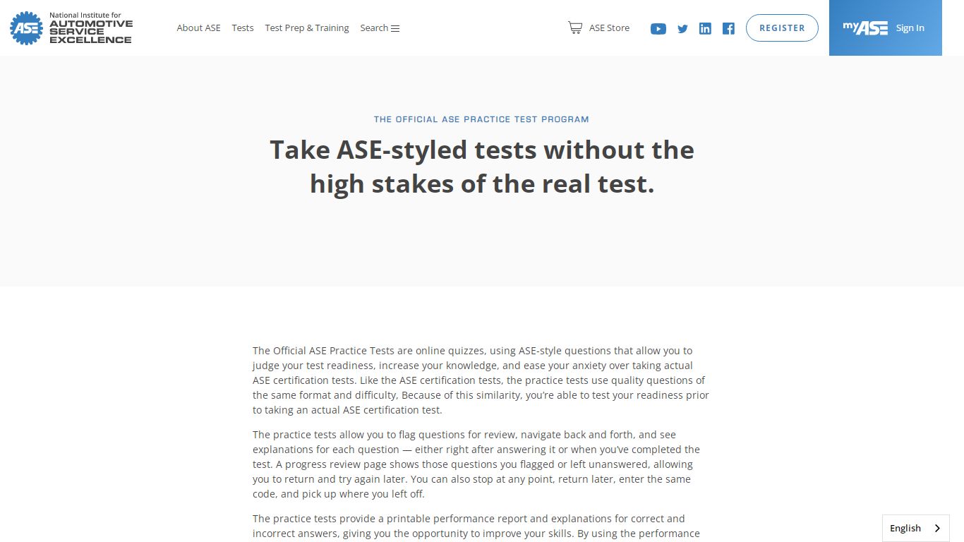 Official ASE Practice Test Program